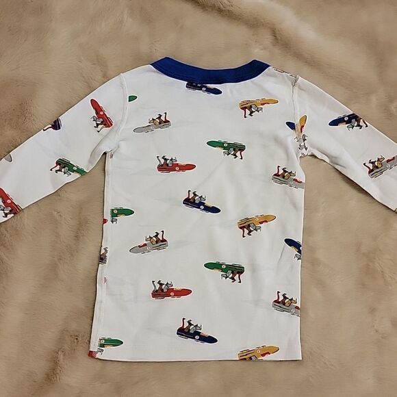 HANNA ANDERSSON 2-PIECE WHITE SNOWMOBILE PAJAMAS, SIZE 4 - 100% ORGANIC COTTON - Picture 6 of 9